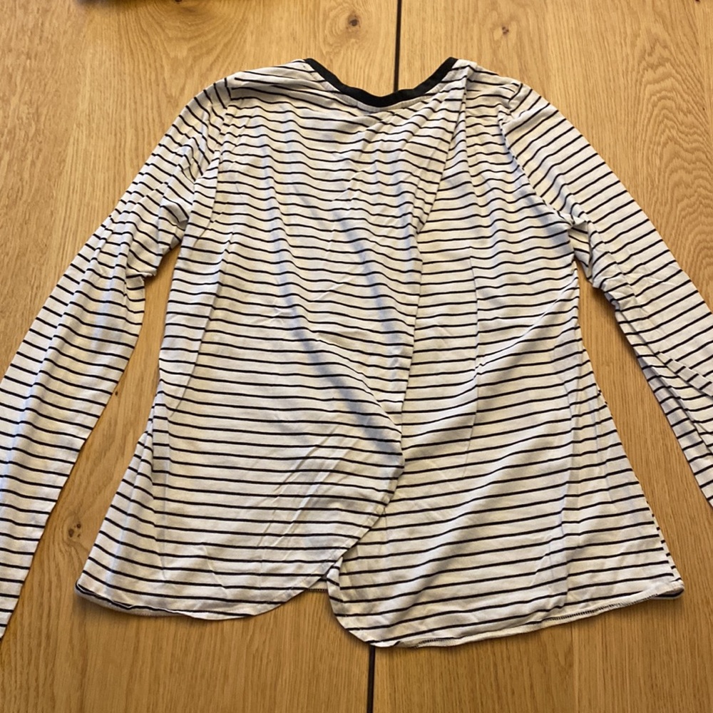 Marine Layer Black and White Striped Long Sleeve Tee - Picture 3 of 4